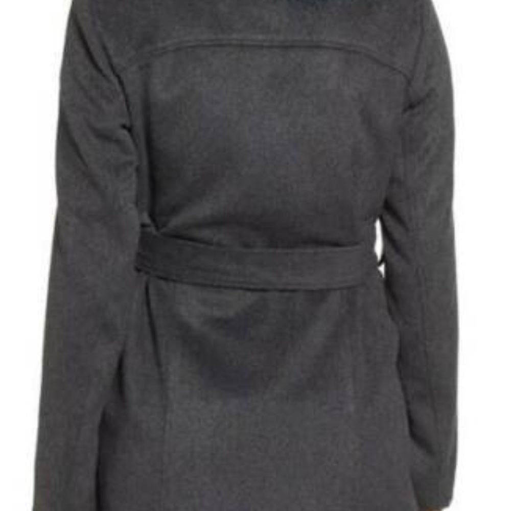 FREE SHIPPING! Sam Edelman Women's Button-off Faux Fur Collar Wool Coat - Picture 3 of 7
